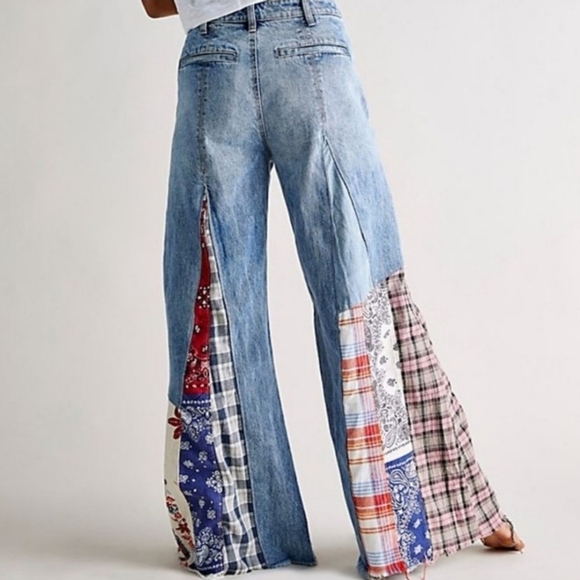 Free People Multicolor Patchwork Flare Jeans - Picture 3 of 13